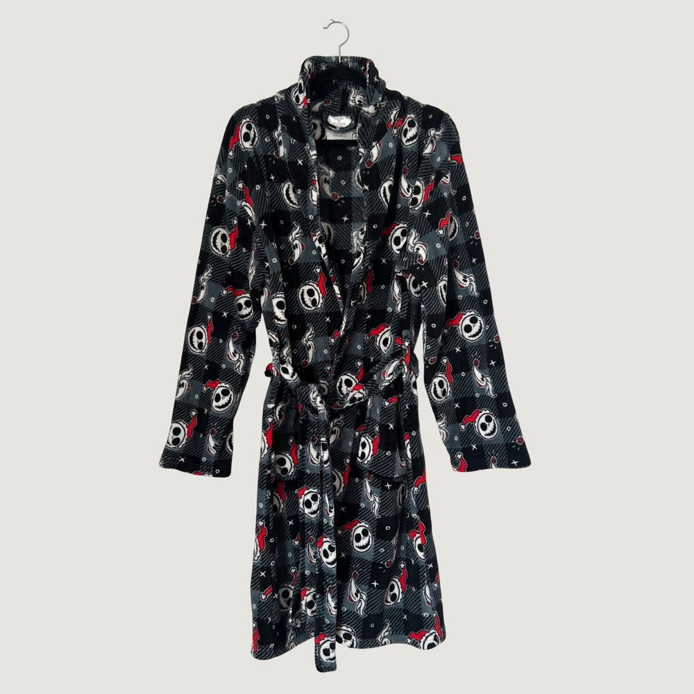 Disney Nightmare Before Christmas Robe Unisex OSFM Gray Jack Skellington Fleece